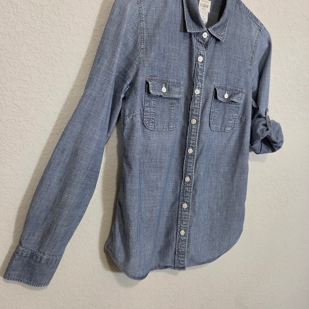 J Crew Factory Perfect Shirt Womens S Chambray Button Up Casual Cotton Fall - Picture 10 of 12